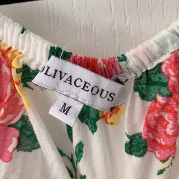 Olivaceous Romantic Floral Balloon‎ Sleeve Crop Blouse Top off the shoulders M - Picture 3 of 9